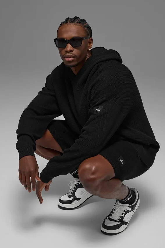 Sudadera con capucha de punto «Sports Club» - Negro