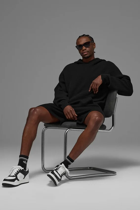 Sudadera con capucha de punto «Sports Club» - Negro
