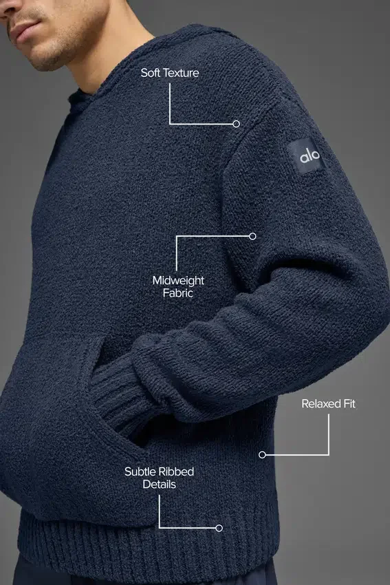Sudadera con capucha de punto texturizado - Azul marino