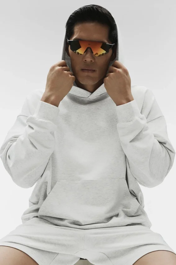Sudadera con capucha Double Take - Blanco jaspeado