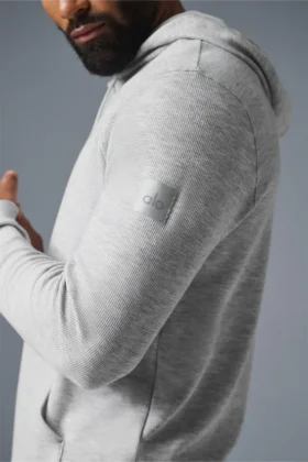 Sudadera con capucha Micro Waffle Fast Break – Gris jaspeado deportivo