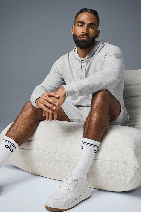 Sudadera con capucha Micro Waffle Fast Break - Gris jaspeado deportivo