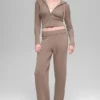 Sudadera con capucha Noble de lana y cachemira con canalé y cremallera completa - Chai Latte