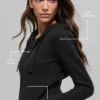 Sudadera con capucha Noble de lana y cachemira con costuras acanaladas y cremallera completa - Negro