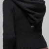 Sudadera con capucha Noble de lana y cachemira con costuras acanaladas y cremallera completa - Negro
