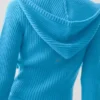 Sudadera con capucha Noble de lana y cachemira con ribetes y cremallera completa - Azul celeste