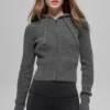 Sudadera con capucha Noble de lana y cachemira con ribetes y cremallera completa - Gris platino