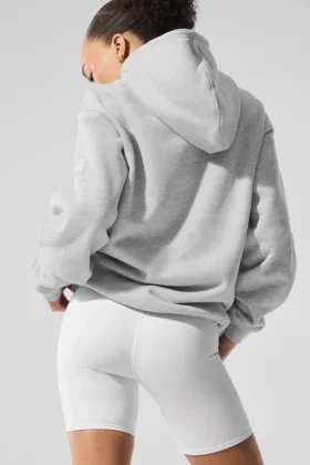 Sudadera con capucha Renown de tejido grueso – Gris jaspeado deportivo