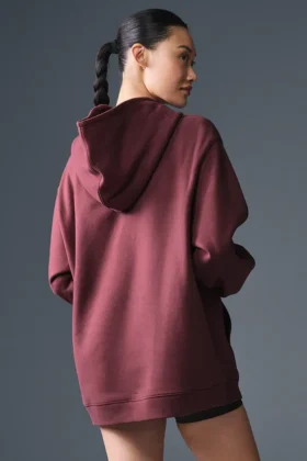 Sudadera con capucha Renown de tejido grueso – Trufa burdeos