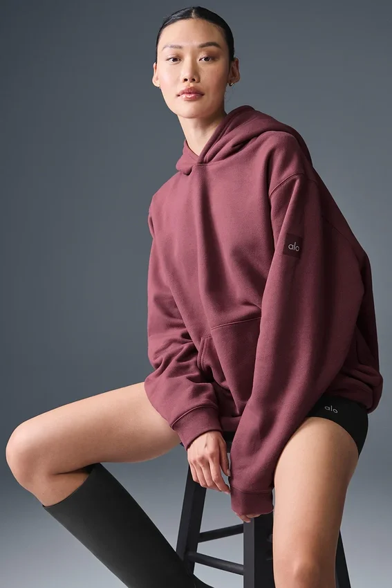 Sudadera con capucha Renown de tejido grueso - Trufa burdeos