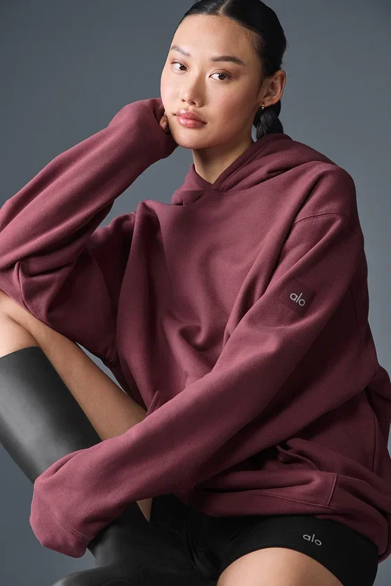 Sudadera con capucha Renown de tejido grueso - Trufa burdeos