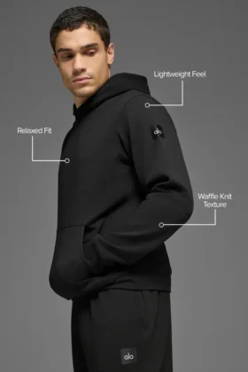 Sudadera con capucha Waffle Lounge – Negro