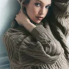 Sudadera con capucha Winter Bliss de punto trenzado - Cacao claro