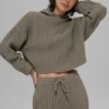 Sudadera con capucha Winter Bliss de punto trenzado - Cacao claro