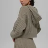 Sudadera con capucha Winter Bliss de punto trenzado - Cacao claro