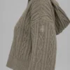 Sudadera con capucha Winter Bliss de punto trenzado - Cacao claro