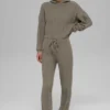Sudadera con capucha Winter Bliss de punto trenzado - Cacao claro