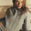 Sudadera con capucha Winter Bliss de punto trenzado - Gris jaspeado deportivo