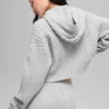 Sudadera con capucha Winter Bliss de punto trenzado - Gris jaspeado deportivo