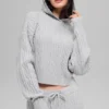 Sudadera con capucha Winter Bliss de punto trenzado - Gris jaspeado deportivo