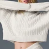 Sudadera con capucha Winter Bliss de punto trenzado - Marfil