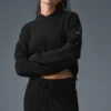 Sudadera con capucha Winter Bliss de punto trenzado - Negro