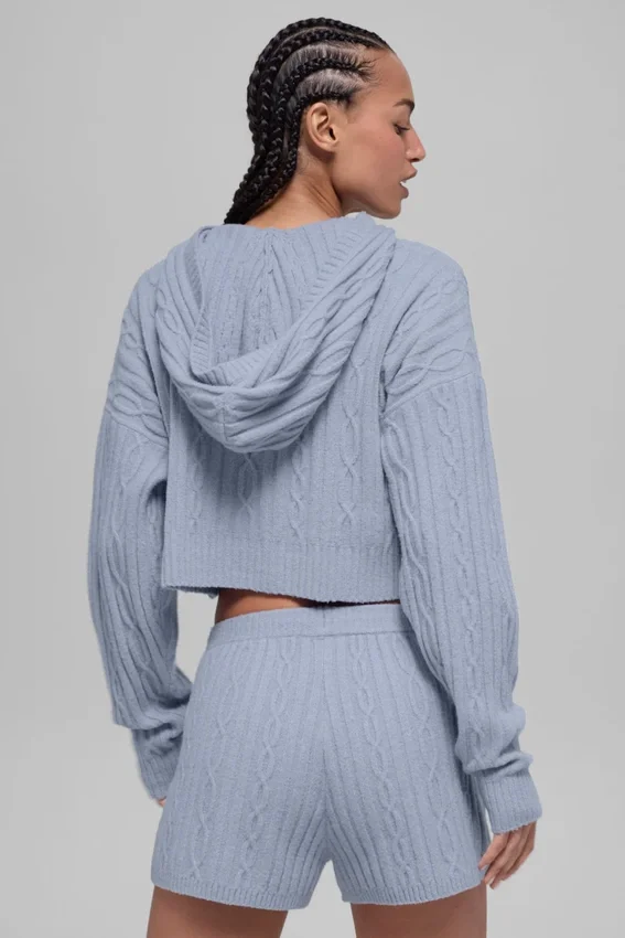 Sudadera con capucha Winter Bliss de punto trenzado - Winter Frost