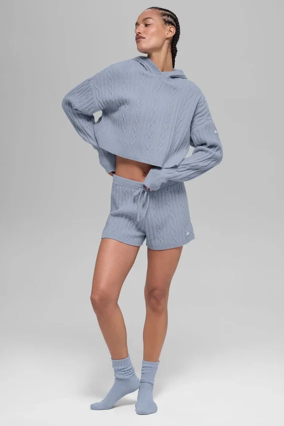 Sudadera con capucha Winter Bliss de punto trenzado - Winter Frost
