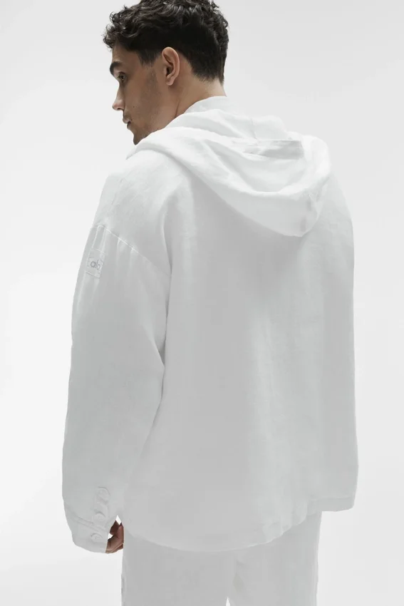 Sudadera con capucha y botones de Linen Days - Blanco