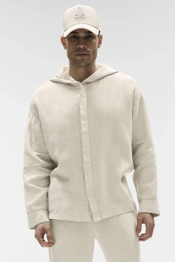 Sudadera con capucha y botones de Linen Days - Color hueso