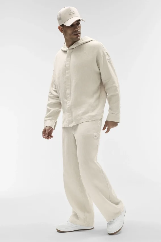 Sudadera con capucha y botones de Linen Days - Color hueso