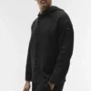 Sudadera con capucha y botones Linen Days - Negro