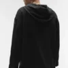 Sudadera con capucha y botones Linen Days - Negro