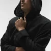 Sudadera con capucha y botones Linen Days - Negro
