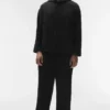 Sudadera con capucha y botones Linen Days - Negro