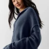Sudadera con capucha y cremallera completa de lana y cachemira New Class - Azul marino
