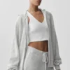 Sudadera con capucha y cremallera completa de lana y cachemira New Class - Blanco jaspeado
