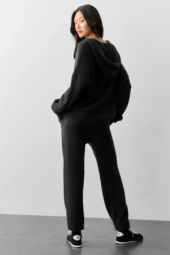 Sudadera con capucha y cremallera completa de lana y cachemira «New Class» - Negro