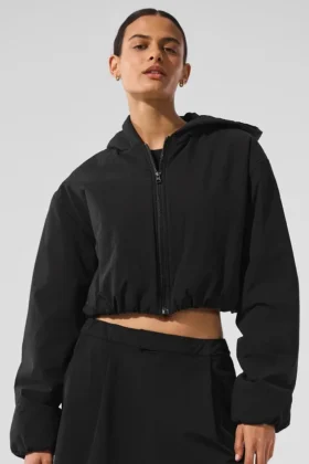 Sudadera con capucha y cremallera completa Mountain Peak corta - Negro