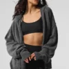 Sudadera con capucha y cremallera completa New Class de lana y cachemira - Gris platino