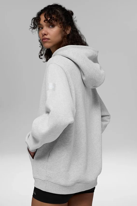 Sudadera con capucha y cremallera completa Renown de tejido grueso - Gris jaspeado deportivo