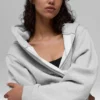 Sudadera con capucha y cremallera completa Renown de tejido grueso - Gris jaspeado deportivo