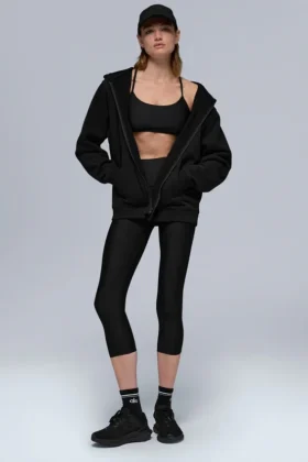 Sudadera con capucha y cremallera completa Renown de tejido grueso - Negro