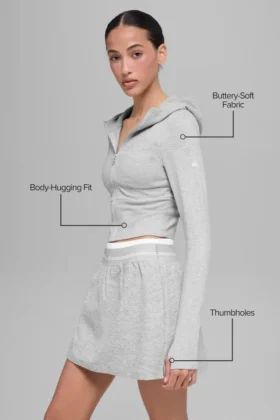 Sudadera con capucha y cremallera completa Sway – Gris jaspeado deportivo