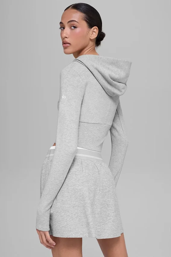Sudadera con capucha y cremallera completa Sway - Gris jaspeado deportivo