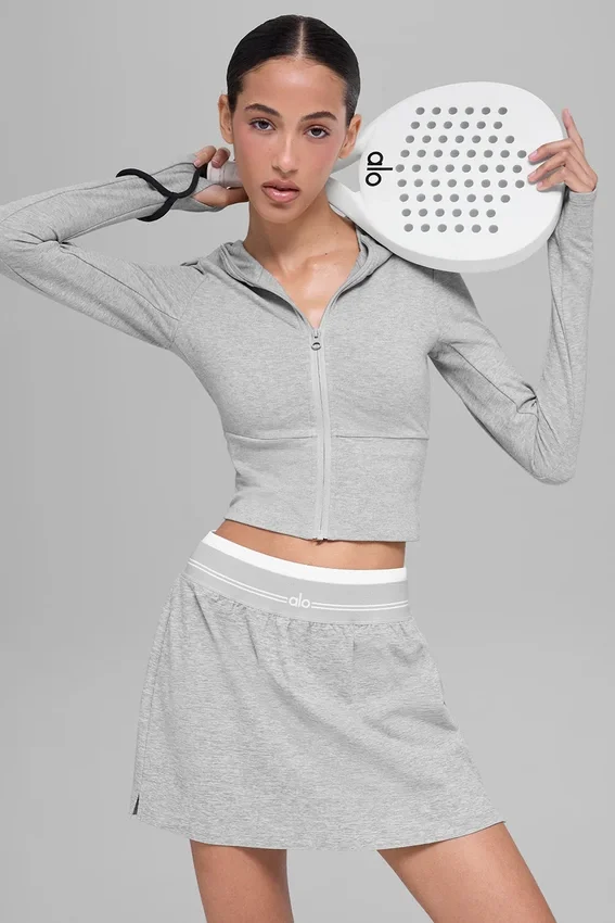 Sudadera con capucha y cremallera completa Sway - Gris jaspeado deportivo