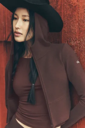 Sudadera con capucha y cremallera completa Sway - Marrón piedra