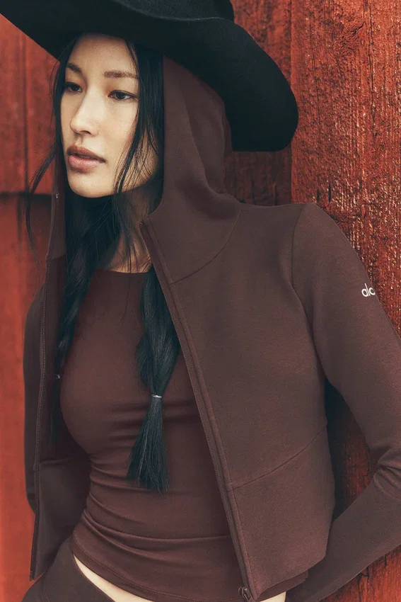 Sudadera con capucha y cremallera completa Sway - Marrón piedra