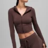 Sudadera con capucha y cremallera completa Sway - Marrón piedra