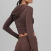 Sudadera con capucha y cremallera completa Sway - Marrón piedra